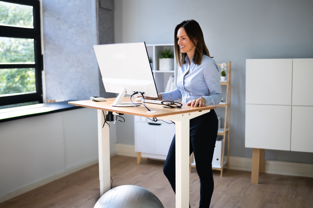 Woman at standing desk